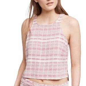 Anthropologie Saturday/Sunday Pink Striped High Neck Tank Top | Size L